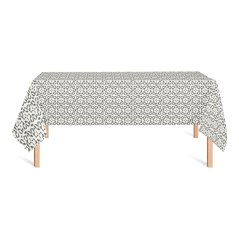 Gray Cream Tile Tablecloth