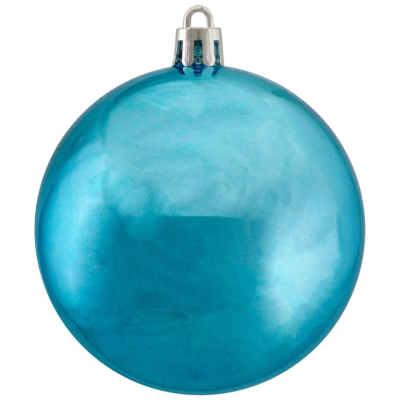 32ct. 3.5" Turquoise Blue Shatterproof Shiny Christmas Ball Ornaments