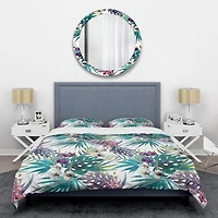 Designart 'Retro Floral Botanical Design II' Mid-Century Duvet Cover Set