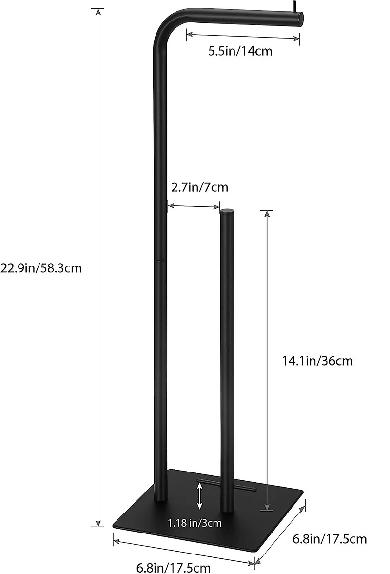 Black Freestanding Metal Toilet Paper Holder Stand
