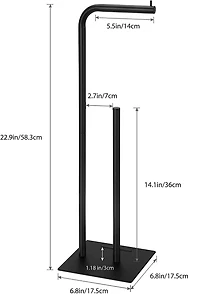 Black Freestanding Metal Toilet Paper Holder Stand