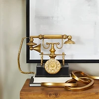 14" Gold Metal Telephone Sculpture