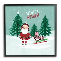 Stupell Industries Winter Wishes Santa Claus & Sled Framed Giclee Art