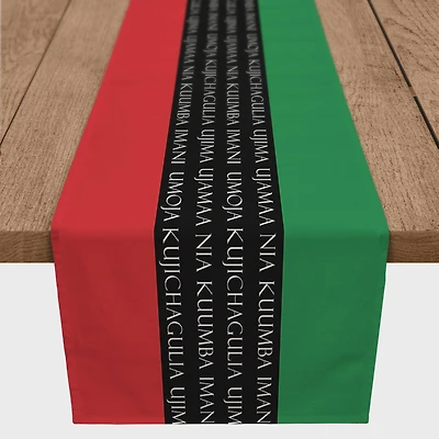 72" Kwanzaa Principles Tri Color Poly Twill Table Runner