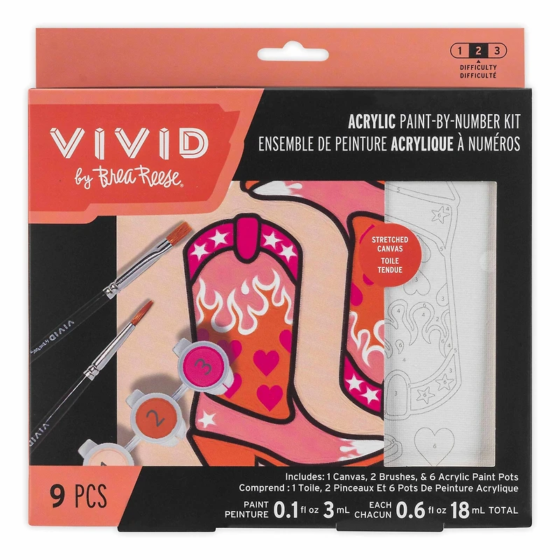 VIVID by Brea Reese® Cowboy Boots Acrylic Paint-by-Number Kit