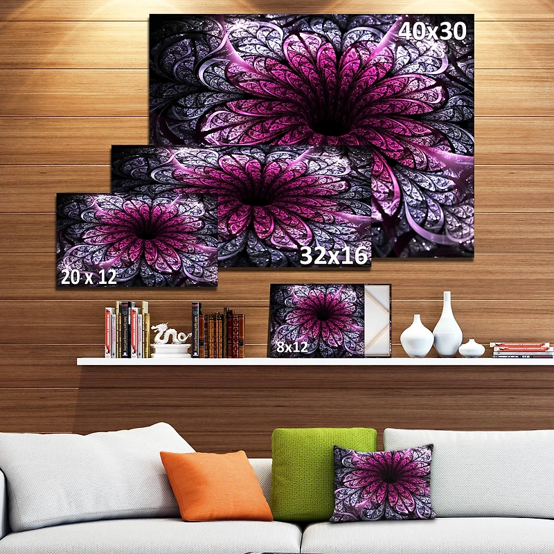 Designart - Dark Purple Fractal Flower Digital Art