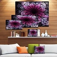 Designart - Dark Purple Fractal Flower Digital Art