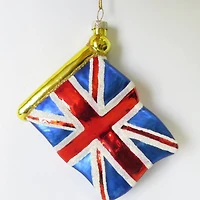 3.5" Union Jack Flag Glass Christmas Ornament