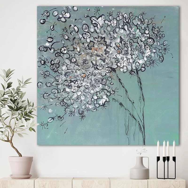 Designart - Teal Blossoming Dandelion
