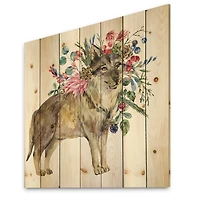Designart - Wolf With Woodland Flowers