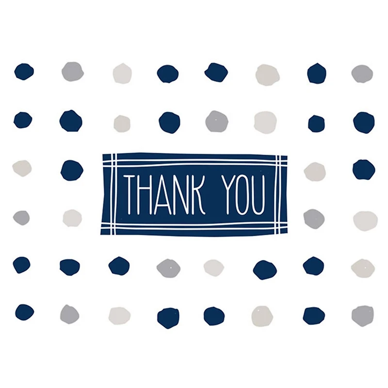 JAM Paper White, Gray & Blue Trendy Blank Thank You Cards Set, 36ct.