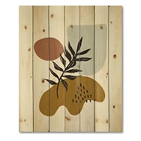 Designart - Botanical Minimalist Leaf With Abstract Shapes II