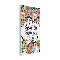 Stupell Industries Spread Love Phrase Pink Floral Blooms Calligraphy Wall Plaque Art