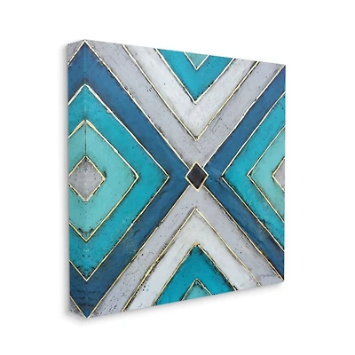 Stupell Industries Blue & Gray Geometric Tile Design Canvas Wall Art