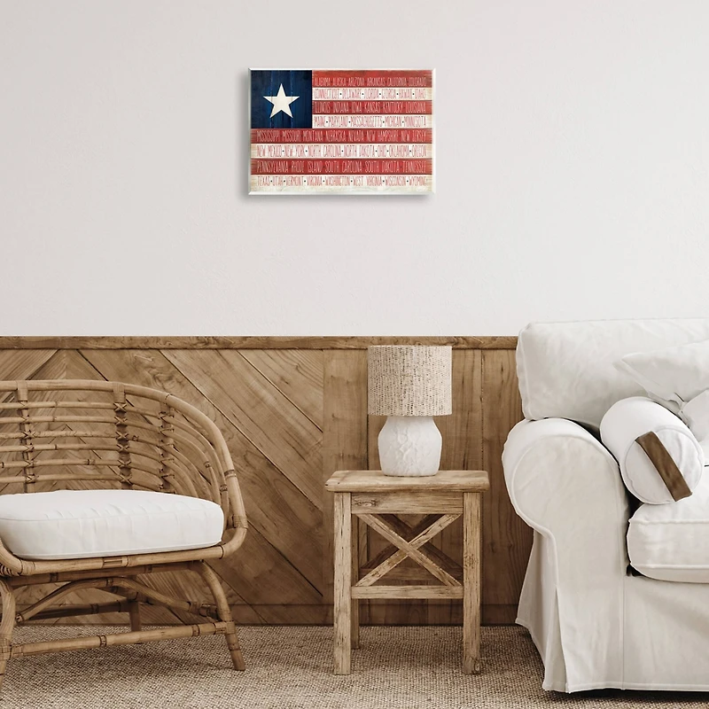 Stupell Industries American Flag with States Wall Plaque Art