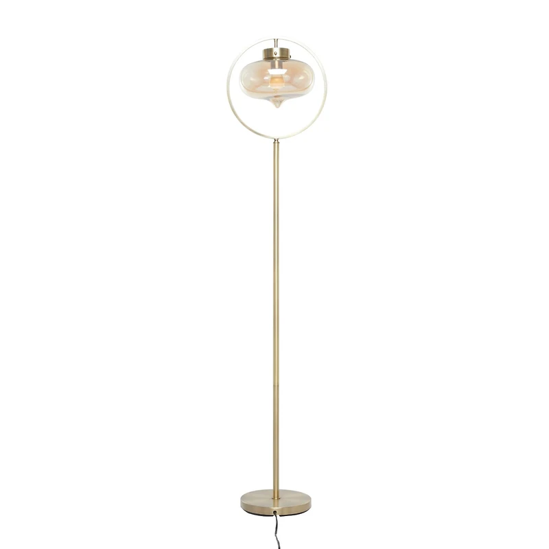 Gold Iron Contemporary Floor Lamp, 14" x 14" x 9"
