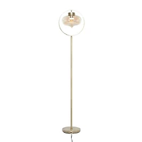 Gold Iron Contemporary Floor Lamp, 14" x 14" x 9"
