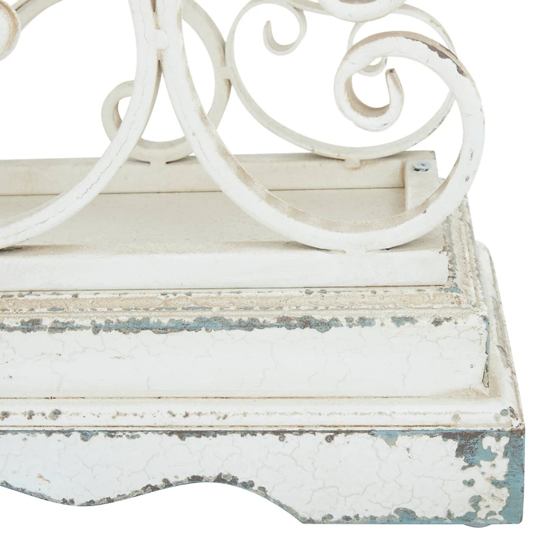 White Iron French Country Candelabra, 18" x 23" x 8"