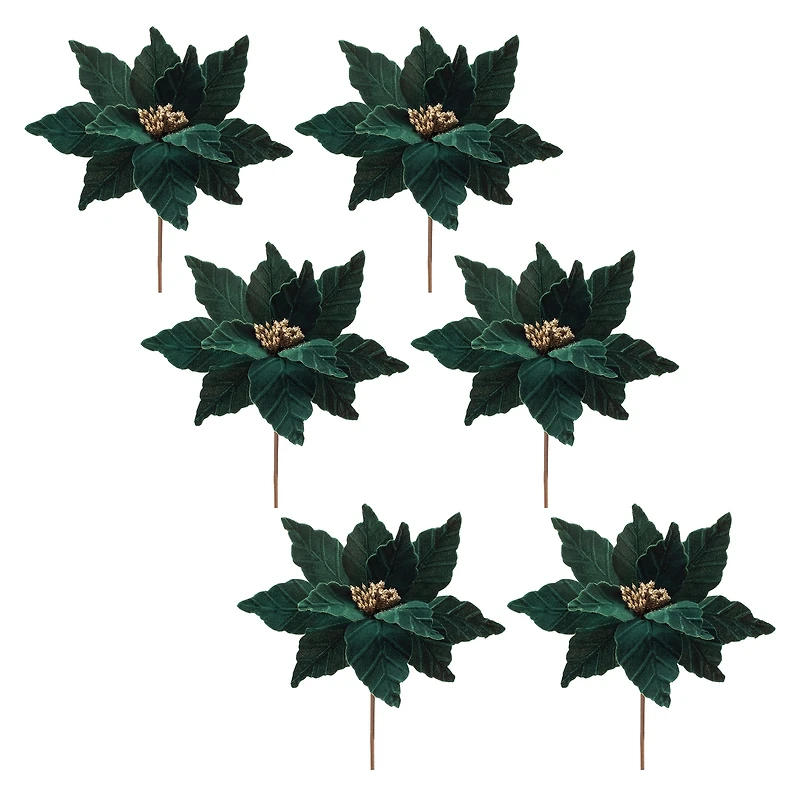 Forest Green Poinsettia Stems
