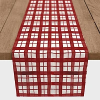72" Red & White Plaid Poly Twill Runner