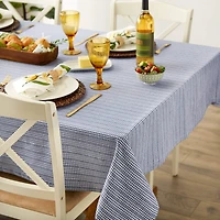 French Blue Farmhouse Gingham Tablecoth 70" Round