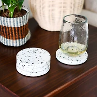 Hello Honey® White Round Terrazzo Coaster Set
