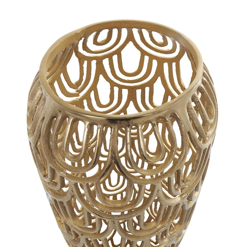 25" Gold Aluminum Metal Arched Vase