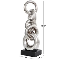 17" Silver Ceramic Abstract Stacked Chain Link Sculpture