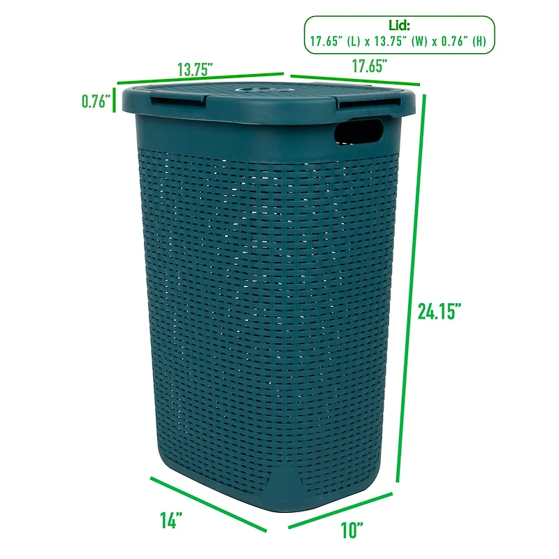 Mind Reader 60L Hamper Laundry Basket with Cutout Handles