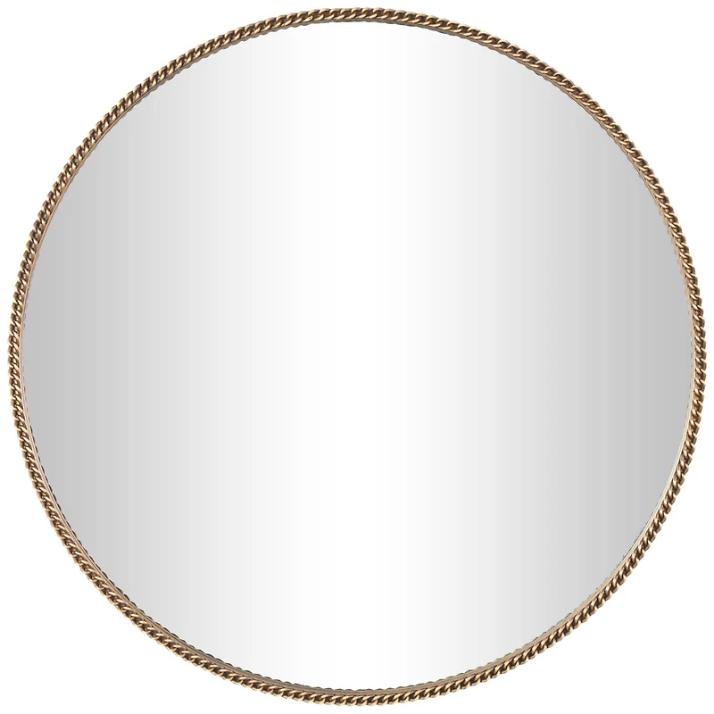 34" Gold Linked Chain Framed Round Wall Mirror