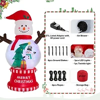 Glitzhome® 8FT Lighted Inflatable Snowman Globe Scene Decor