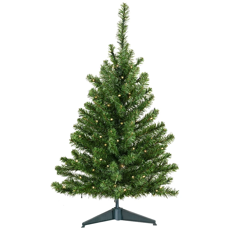 3ft. Pre-Lit Canadian Pine Medium Artificial Christmas Tree, Clear & White LED Lights