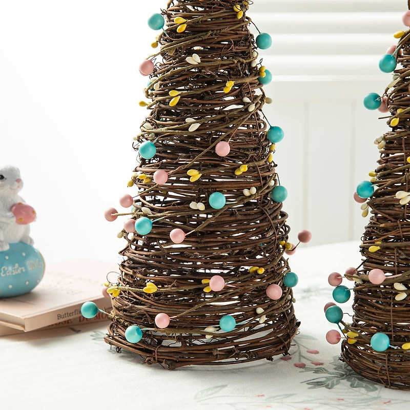 Glitzhome® Easter Rattan & Berries Table Tree Set