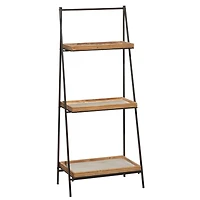 Brown Wood Industrial Wall Shelving Unit, 47 " x 21 " x 12 "