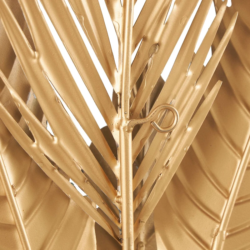 Blue Metal Leaf Bundle Wall Dècor with Gold Stems