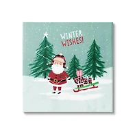 Stupell Industries Winter Wishes Santa Claus & Sled Canvas Wall Art