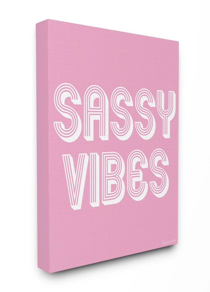 Stupell Industries lulusimonSTUDIO Pink & White Sassy Vibes Canvas Wall Art