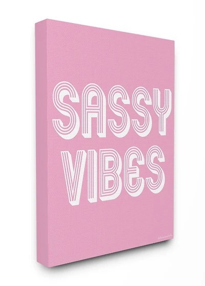 Stupell Industries lulusimonSTUDIO Pink & White Sassy Vibes Canvas Wall Art