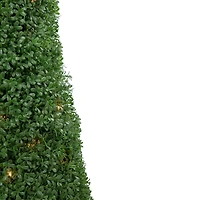 3ft. Pre-Lit Artificial Boxwood Cone Topiary Tree with Round Pot, Clear Lights