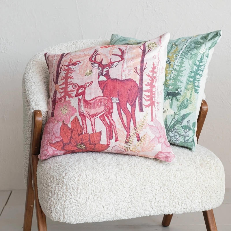 Hello Honey® 20" Berry Red Flora & Fauna Accent Pillow