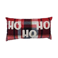 Hello Honey® 28" Plaid Applique Ho Ho Ho Brushed Cotton Flannel Lumbar Pillow
