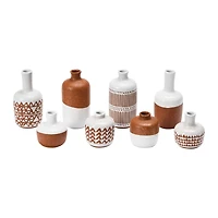 Hello Honey® Mixed Pattern Brown & White Stoneware Vase Set