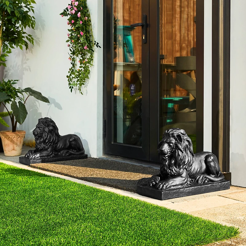 Glitzhome® 22" Lying Lion Garden Statue Set