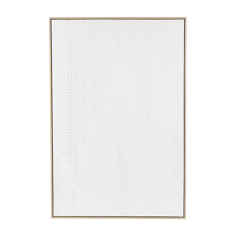 White wooden abstract dimensional dot home wall décor with brown wooden frame