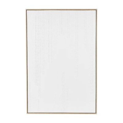 White wooden abstract dimensional dot home wall décor with brown wooden frame