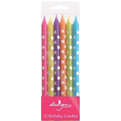 Design Design Bright Polka Dots Birthday Candle Sticks Set
