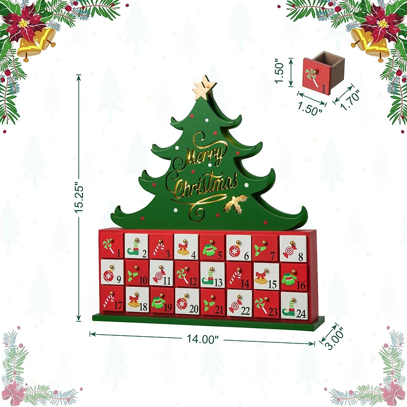 Glitzhome® 15.25" Lighted Christmas Tree Advent Calendar Décor