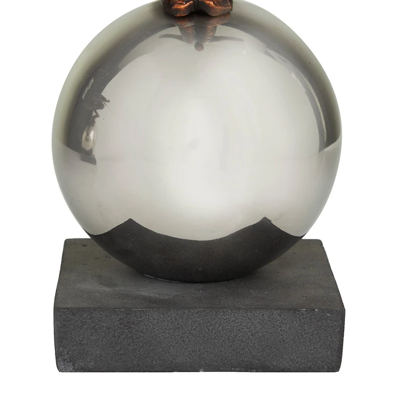 Bronze People Sculpture with Silver Ball Stand Set