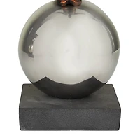 Bronze People Sculpture with Silver Ball Stand Set