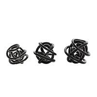 Black Knotted Ball Glass Sculpture Set